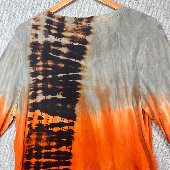 Vintage 90s Art of Cloth Tie Dye Tunic Quarter Sleeve Womens XL Lagenlook Casual - Picture 7 of 9